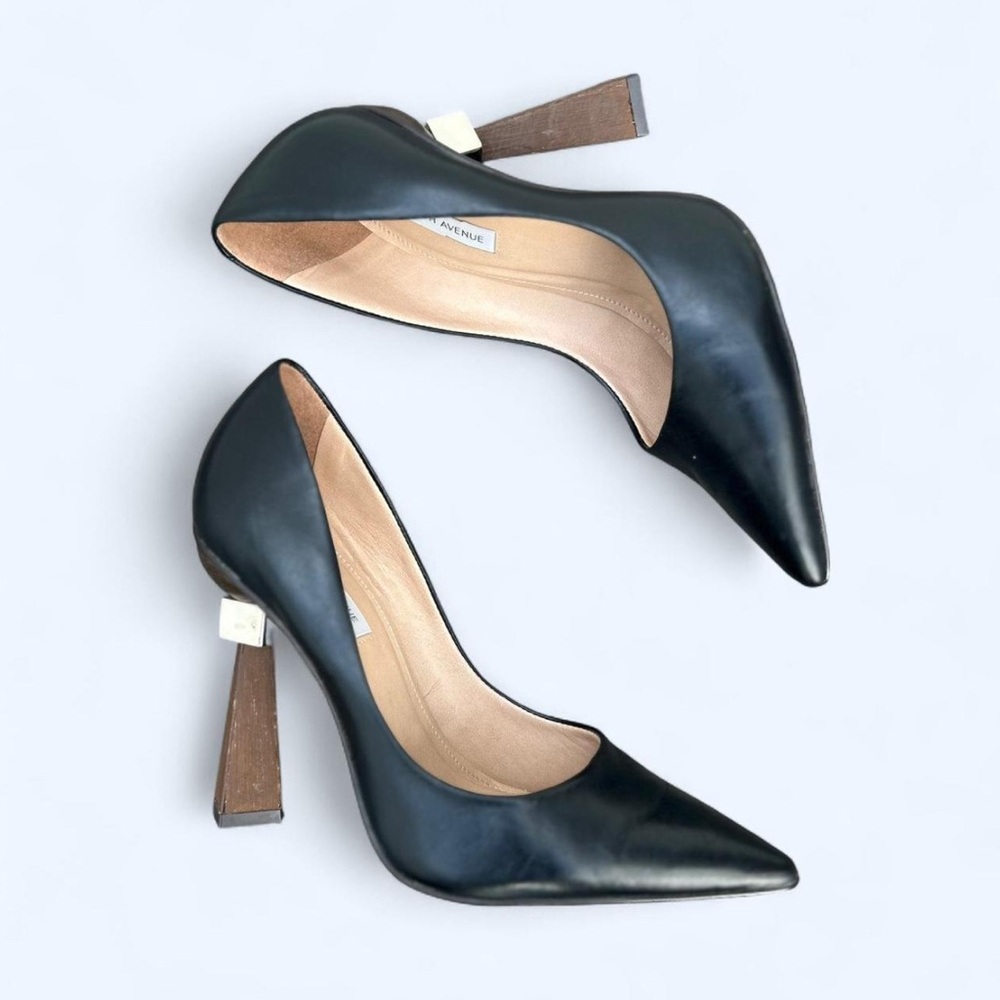 Vintage Unique Black Leather Heels Saks Fifth Avenue